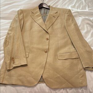(Orig $849) Men’s 100% Soft Bamboo Tan Blazer Sport Coat (Eu 56R/US46)